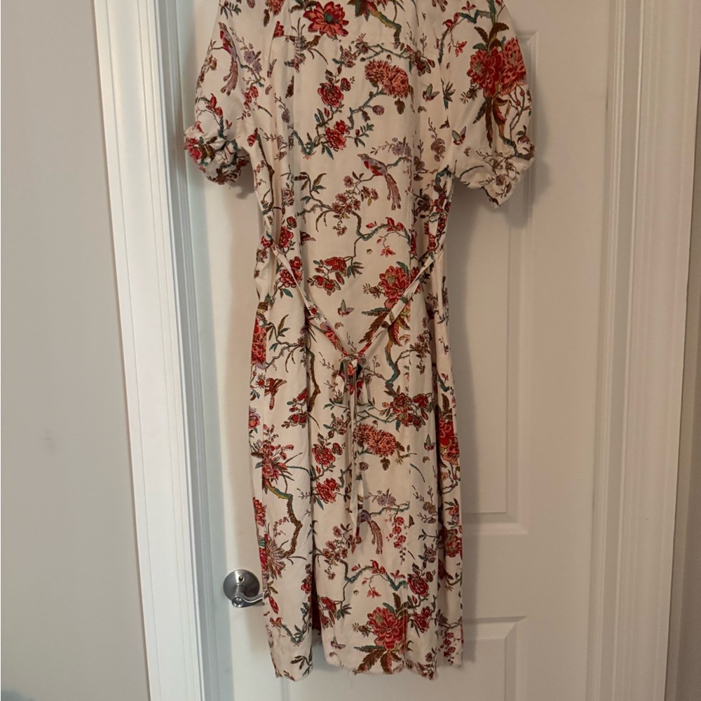 Pilcro Cream and Red Floral Midi Dress